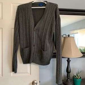 Gray cable knit cardigan